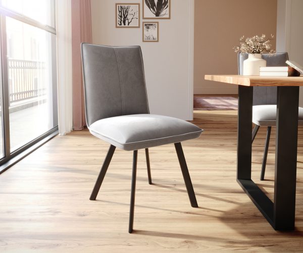 Jídelní židle Lelio-Flex Velvet Grey čtyřnohá oválná Černé kapesní pružiny