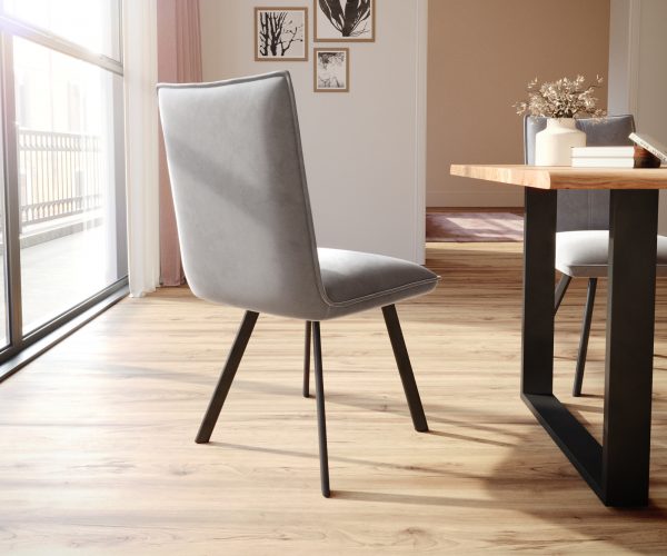 Jídelní židle Lelio-Flex Velvet Grey čtyřnohá oválná Černé kapesní pružiny - Image 3
