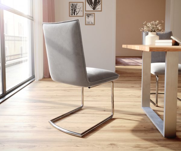 Otočná židle Lelio-Flex Velvet Grey Cantilever Round Chrome Pocket Springs - Image 3