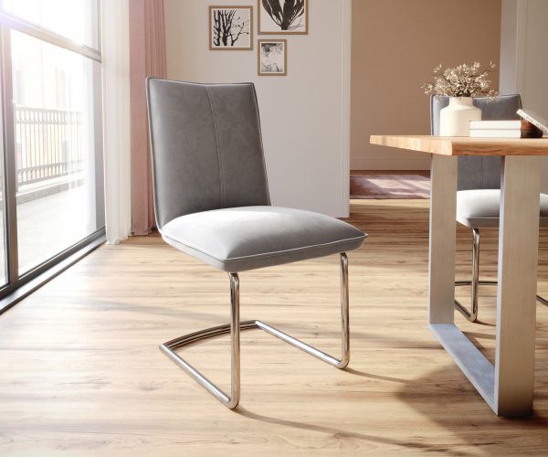 Otočná židle Lelio-Flex Velvet Grey Cantilever Round Chrome Pocket Springs