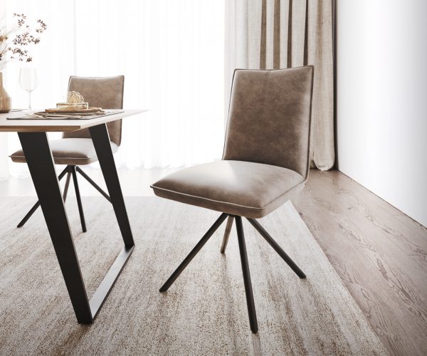 Jídelní židle Lelio-Flex křížová podnož kulatá otočná černá mikrovlákno taupe vintage 180°