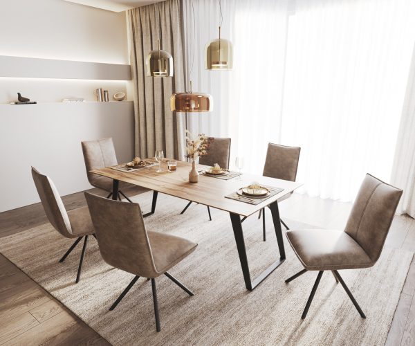 Jídelní židle Lelio-Flex křížová podnož kulatá otočná černá mikrovlákno taupe vintage 180° - Image 5