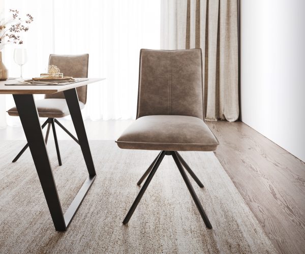 Jídelní židle Lelio-Flex křížová podnož kulatá otočná černá mikrovlákno taupe vintage 180° - Image 2