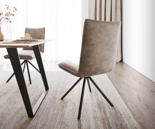 Jídelní židle Lelio-Flex křížová podnož kulatá otočná černá mikrovlákno taupe vintage 180° - Image 3