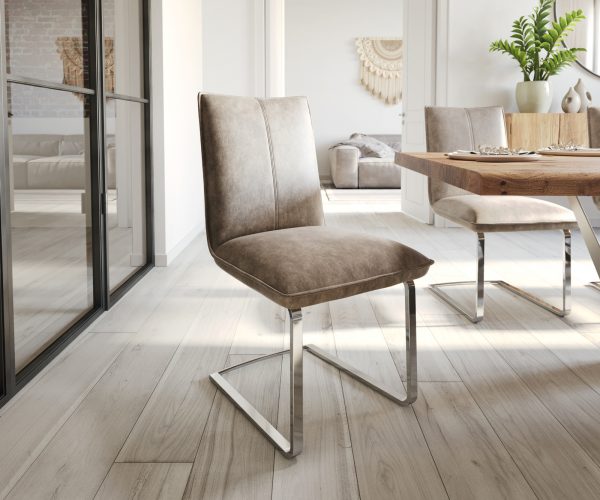 Houpací židle Lelio-Flex Taupe Vintage Cantilever Flat Chrome Pocket Springs