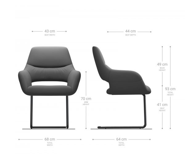Otočná židle Yago-Flex s područkami Velvet Grey Cantilever Round Chrome - Image 6