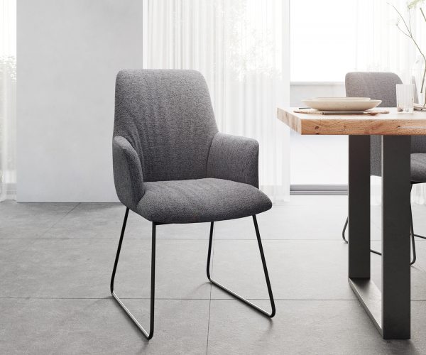 Křeslo Willa-Flex Structured Fabric Light Grey Skid Frame Black