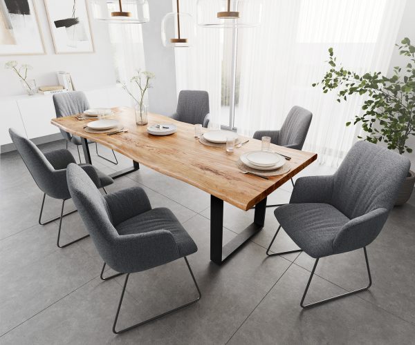 Křeslo Willa-Flex Structured Fabric Light Grey Skid Frame Black - Image 5