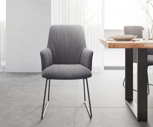 Křeslo Willa-Flex Structured Fabric Light Grey Skid Frame Black - Image 2