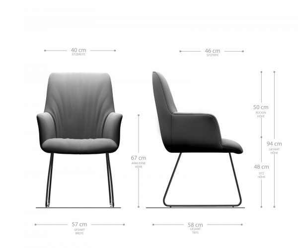 Křeslo Willa-Flex Structured Fabric Light Grey Skid Frame Black - Image 6