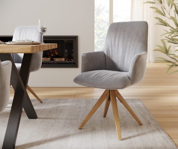 Otočná židle Willa-Flex s područkami Velvet Grey Dřevěný rám otočný o 180°