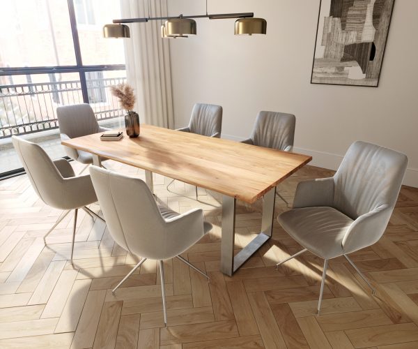 Otočná židle Willa-Flex s područkami Velvet Grey Cross Frame Conical Stainless Steel 180° Swivel - Image 5