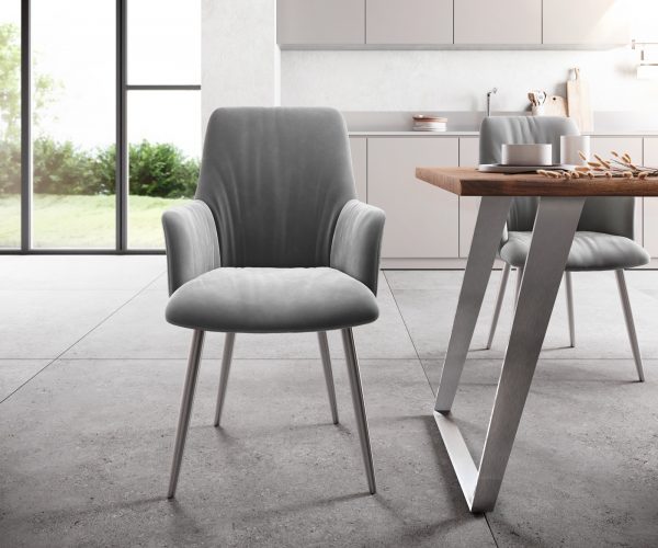 Křeslo Willa-Flex Velvet Grey 4-nohé kuželové Nerezová ocel - Image 2