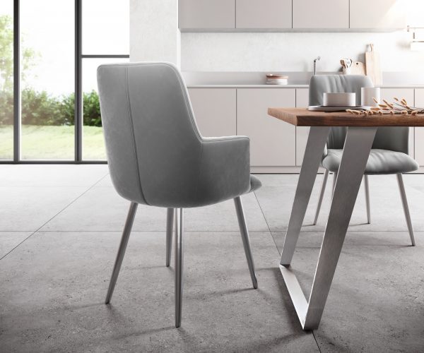 Křeslo Willa-Flex Velvet Grey 4-nohé kuželové Nerezová ocel - Image 3