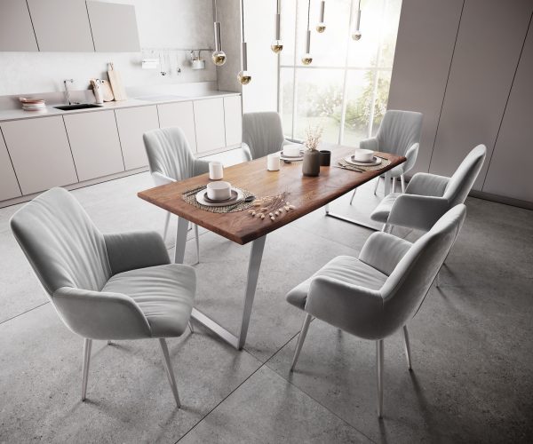 Křeslo Willa-Flex Velvet Grey 4-nohé kuželové Nerezová ocel - Image 5