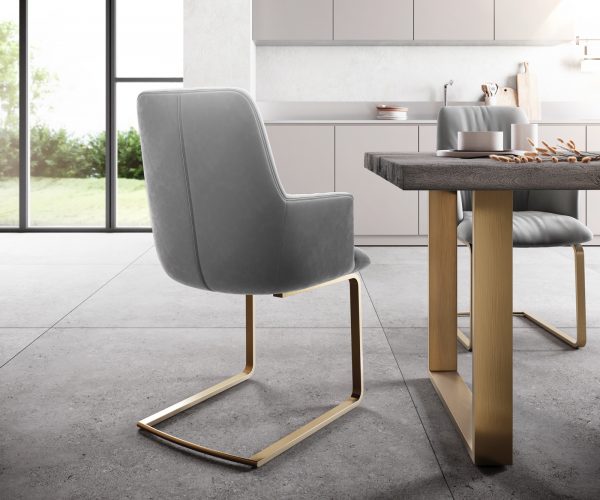 Houpací židle Willa-Flex s područkami Velvet Grey Cantilever Flat Gold - Image 3