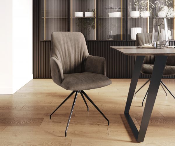 Otočná židle Willa-Flex s područkami Taupe Vintage Cross Frame Conical Black 180° Swivel
