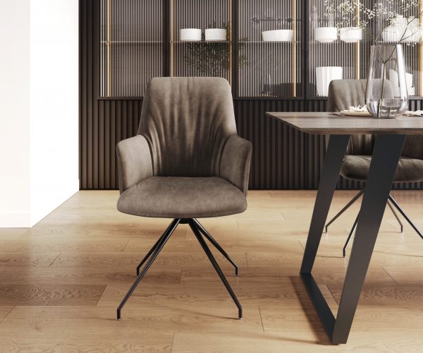 Otočná židle Willa-Flex s područkami Taupe Vintage Cross Frame Conical Black 180° Swivel - Image 2