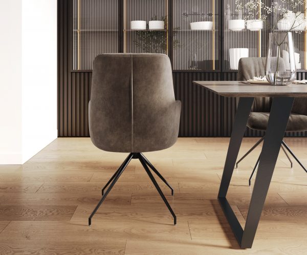 Otočná židle Willa-Flex s područkami Taupe Vintage Cross Frame Conical Black 180° Swivel - Image 3