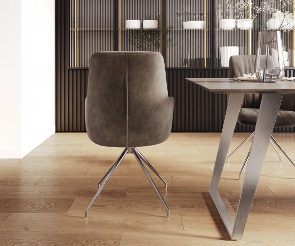Otočná židle Willa-Flex s područkami Taupe Vintage Cross Frame Conical Stainless Steel 180° Swivel - Image 3