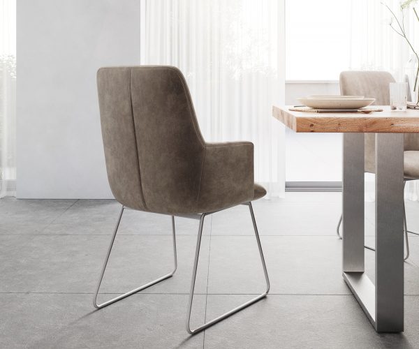 Křeslo Willa-Flex Taupe Vintage nerezový rám s ližinami - Image 3