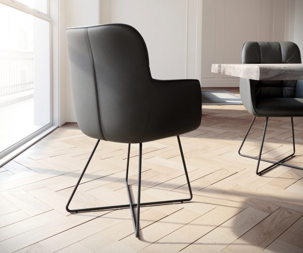 Křeslo Juno-Flex z pravé kůže Black X-frame Black - Image 3