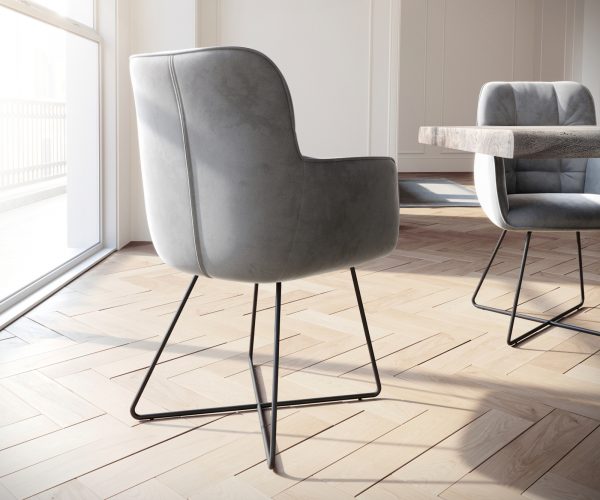Křeslo Juno-Flex Velvet Grey X-frame Black - Obrázek 3