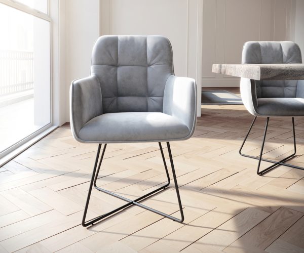 Křeslo Juno-Flex Velvet Grey X-frame Black - Obrázek 2