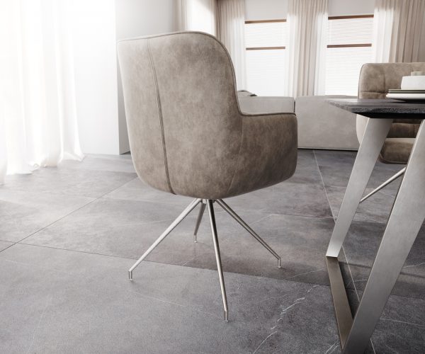 Otočná židle Juno-Flex s područkami Taupe Vintage Cross Frame Tapered Stainless Steel 180° Swivel - Image 3