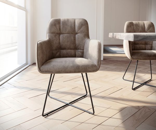 Křeslo Juno-Flex Taupe Vintage X-Frame Black - Image 2