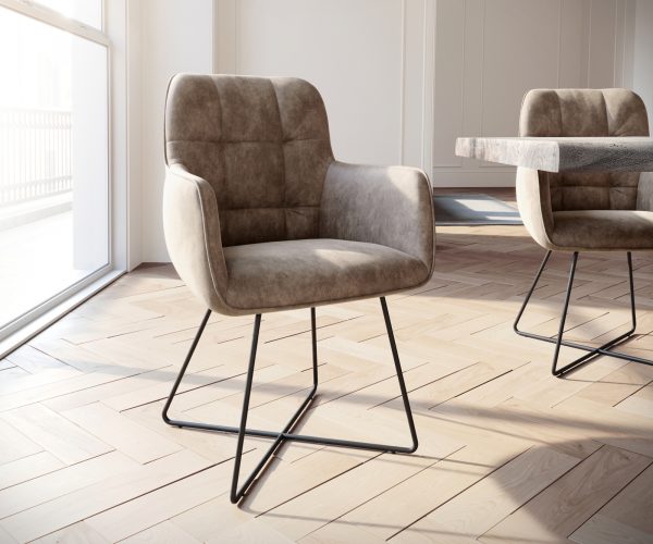 Křeslo Juno-Flex Taupe Vintage X-Frame Black