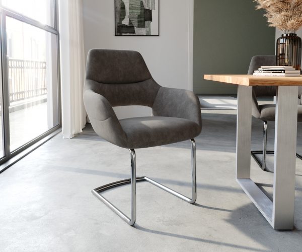 Houpací židle Yago-Flex s područkami Anthracite Vintage Cantilever Round Chrome