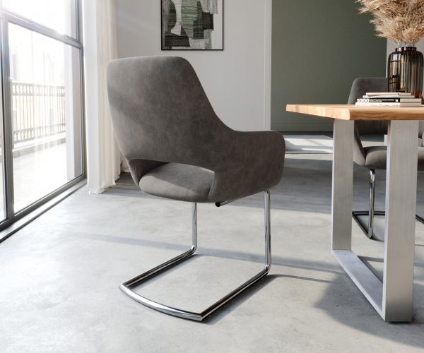 Houpací židle Yago-Flex s područkami Anthracite Vintage Cantilever Round Chrome - Image 3