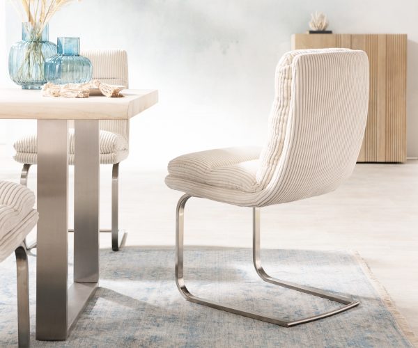 Otočná židle Abelia-Flex Cord Beige Cantilever Flat Stainless Steel - Image 3