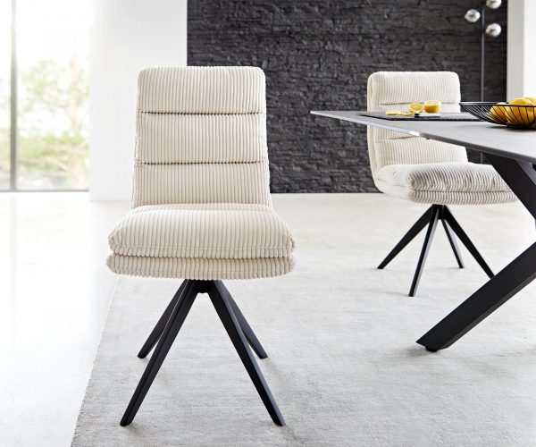 Otočná židle Abelia-Flex Cord Beige Cross Frame Edged Black 180° Swivel - Image 2
