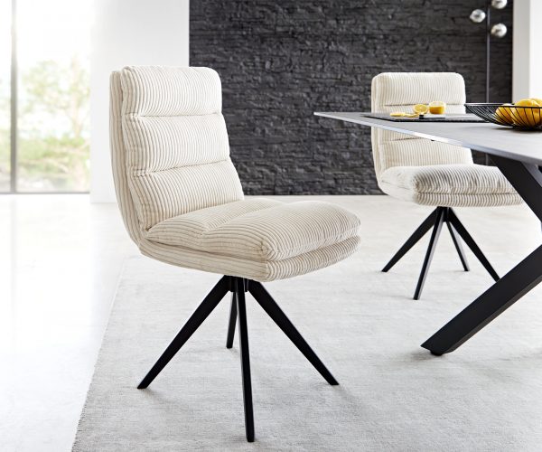 Otočná židle Abelia-Flex Cord Beige Cross Frame Edged Black 180° Swivel