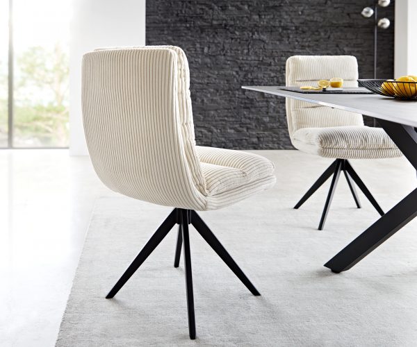 Otočná židle Abelia-Flex Cord Beige Cross Frame Edged Black 180° Swivel - Image 3