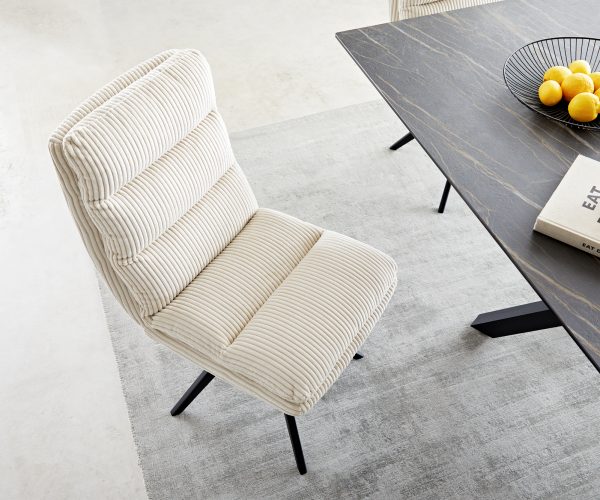 Otočná židle Abelia-Flex Cord Beige Cross Frame Edged Black 180° Swivel - Image 4
