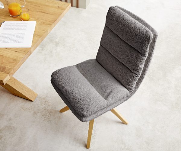 Otočná židle Abelia-Flex Bouclé Grey Dřevěný rám úhlový 180° otočný - Image 4