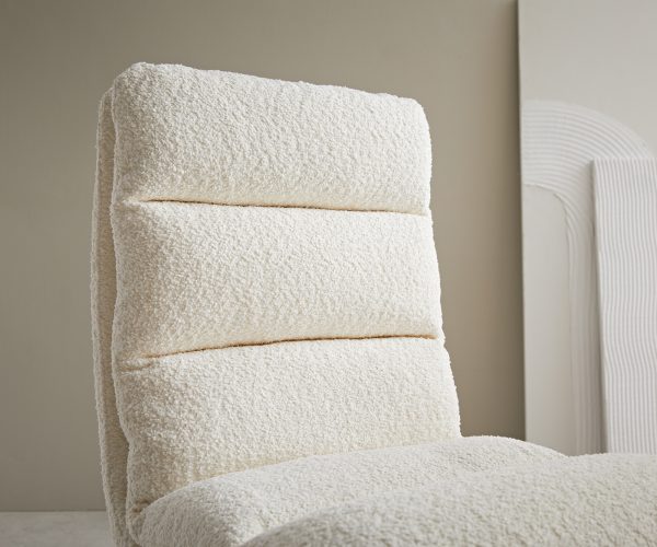 Otočná židle Abelia-Flex křížová podnož zaoblená otočná bouclé bílé barvy - Image 4