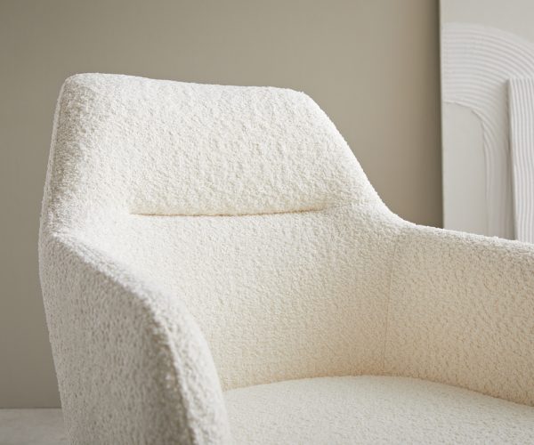 Otočná židle Pejo-Flex dřevěná podnož zaoblená bouclé bílý 180° - Image 4