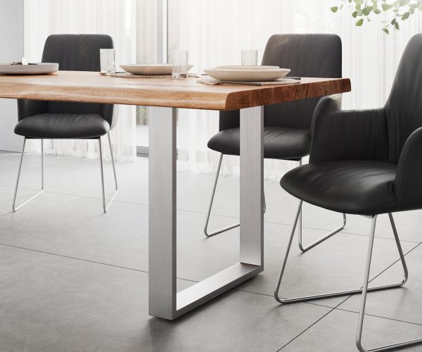 Jídelní stůl Edge 260x100 XL akácie přírodní nerezová ocel úzká podnož - Image 6