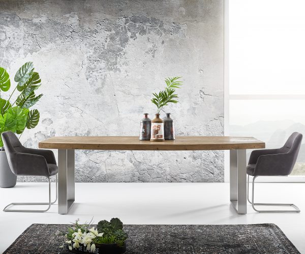 Jídelní stůl Classic-Edge 240x120/80 cm eliptická rovná hrana z exotického dřeva