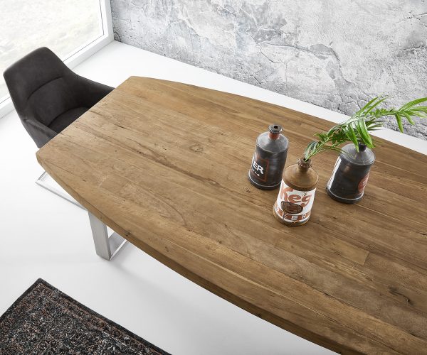 Jídelní stůl Classic-Edge 240x120/80 cm eliptická rovná hrana z exotického dřeva - Image 4