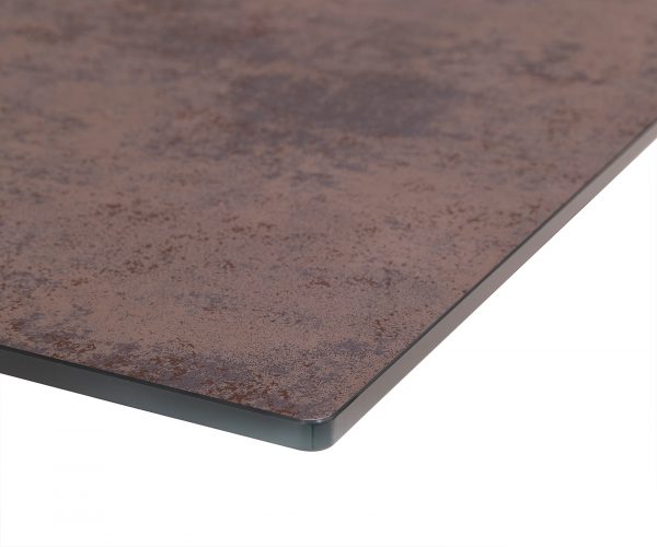 Jídelní stůl Edge 200x100 cm sklo hnědé vintage podnož plochá ocel černá - Image 5