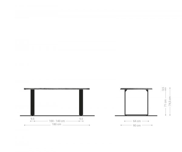 Jídelní stůl Edge 180x90cm přírodní akácie nerezová ocel úzká - Image 6