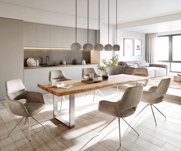 Jídelní stůl Edge 280x100cm XL akácie přírodní nerezová ocel úzká - Image 6