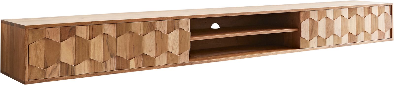 TV stolek Fevo 240 cm akácie přírodní 4 dvířka závěsný - Obrázek 7