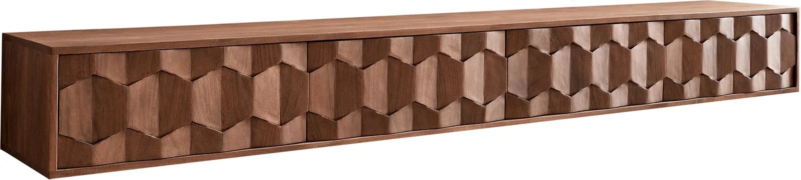 TV stolek Fevo 220 cm akácie hnědá 4 dvířka závěsný - Obrázek 8