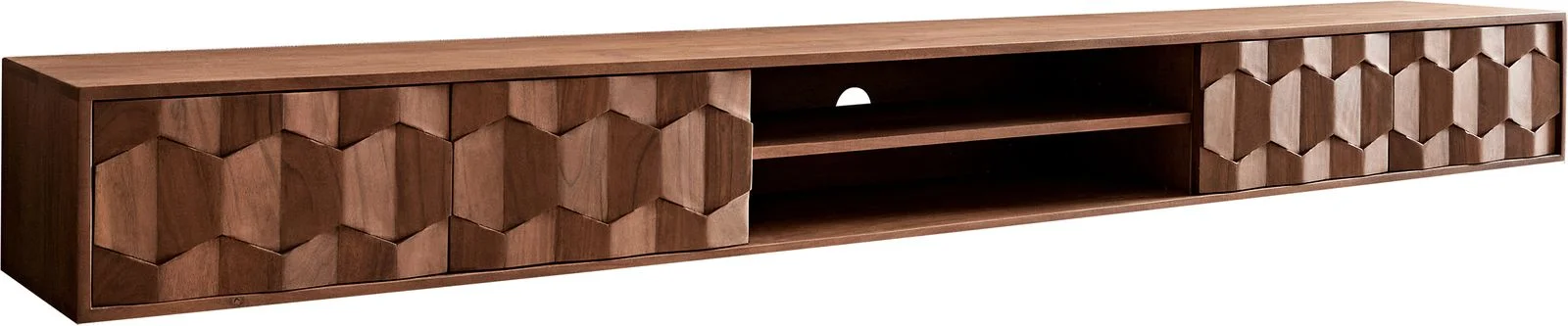 TV stolek Fevo 240 cm akácie hnědá 4 dvířka závěsný - Obrázek 7